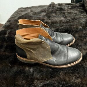 Olukai Mens Pahoa Chukka Ankle Boots Black Leather Two Tone Lace Up US 13 EUR 46